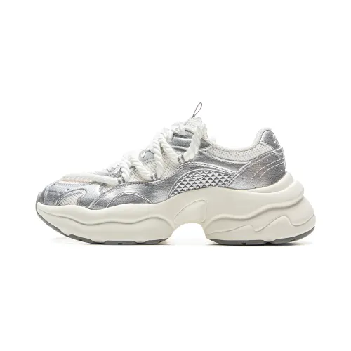 Li Ning Cushioning Slip Resistant Abrasion Resistant Support Rebound Low top Casual Shoes Women's Silver White