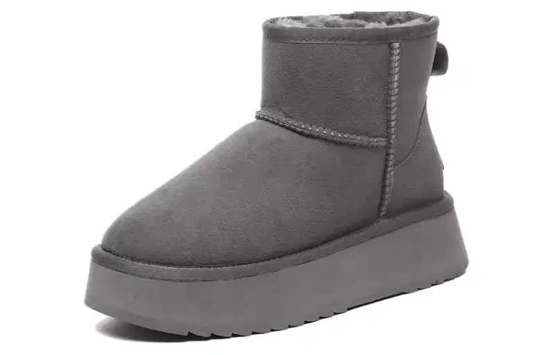 EVERAU Sheepskin Short Snow Boots Women's Gray