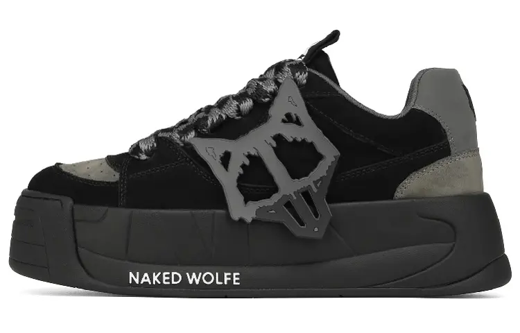 Naked Wolfe Slade Leather Stylish Skateboarding Shoes Men's Black Gray