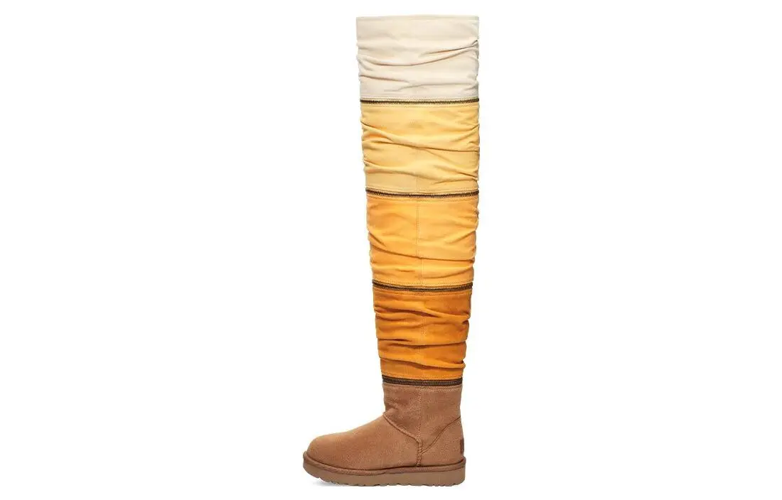 UGG Classic Sweater Letter Ta Knitted Suede High leg Boots 'Brown Tan' Women's