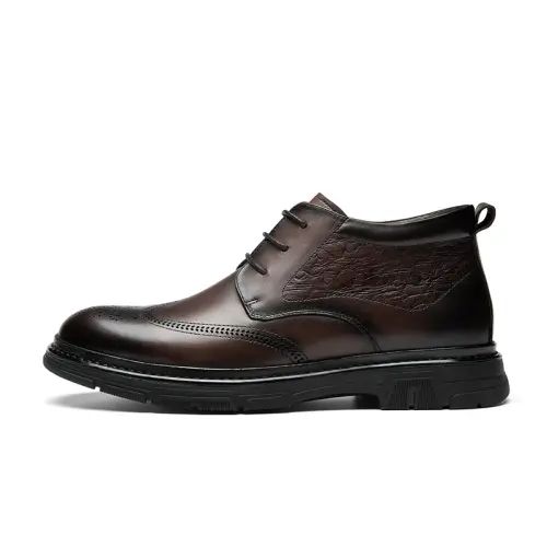 CARTELO Casual Leather Shoes Men's Mid Top Black/Brown