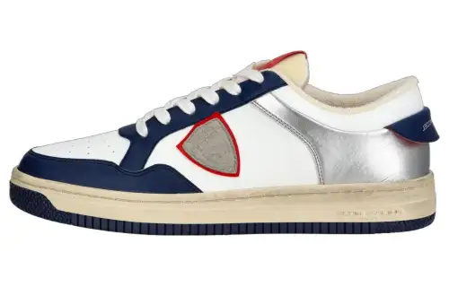 PHILIPPE MODEL Leather Low top Skateboard Shoes Men's White Blue