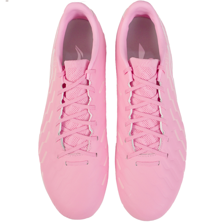 Li Ning MG Multi Ground Artificial Turf Cushioning Slip Resistant Abrasion Resistant Soccer Shoes Men’s Pink