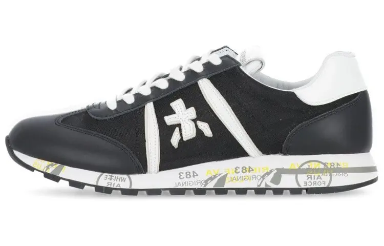 PREMIATA Lucy Leather Cushioning, Wear Resistant Low top Casual Shoes Women's Black White