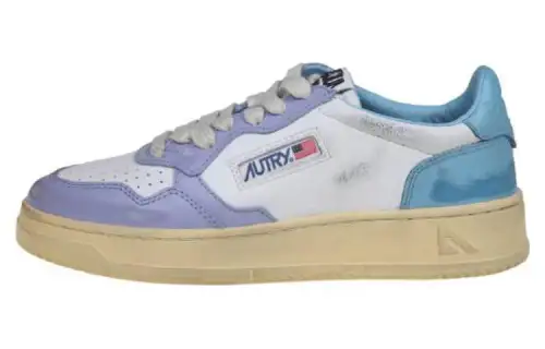 AUTRY Leather Stylish Skateboarding Shoes Women's White Blue Purple