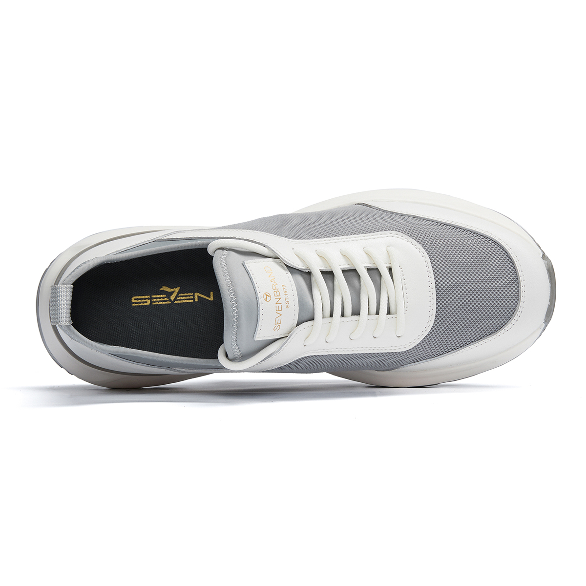 SEVEN Cow Leather Cushioning, Wear Resistant Low top Running Shoes Men’s White