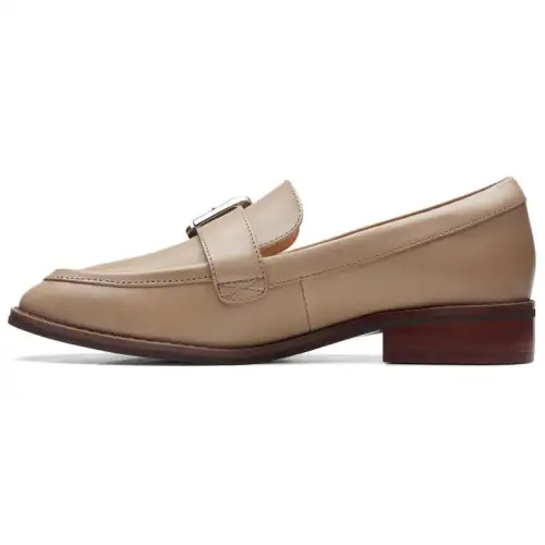 Clarks Cow Leather Loafers 3cm Women's Light Brown