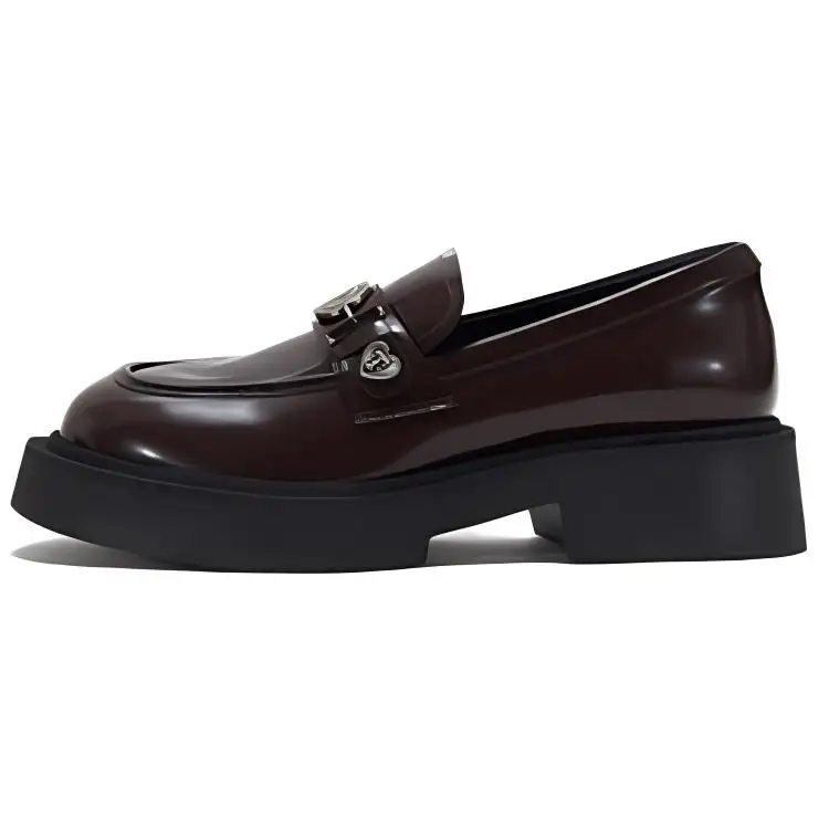 Teenie Weenie Top Grain Cow Leather Loafers Women's Burgundy