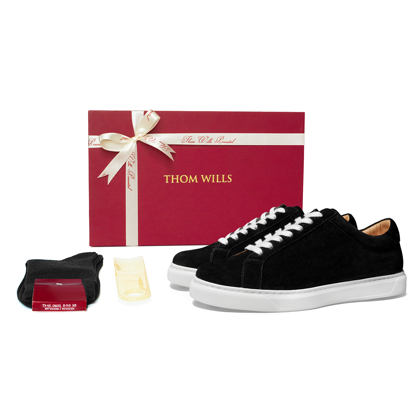 THOM WILLS Suede Casual Shoes Low top Skateboard Shoes Men's Black