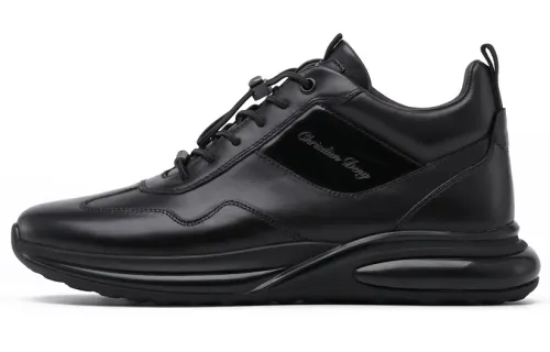 Chrisdien Deny Leather Comfortable Abrasion Resistant Cushioning Mid top Casual Shoes Men's Black