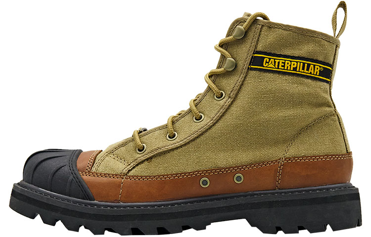 NIGEL CABOURN x CAT Thermal Abrasion Resistant Height Increasing Short Outdoor Boots Unisex Brown Yellow