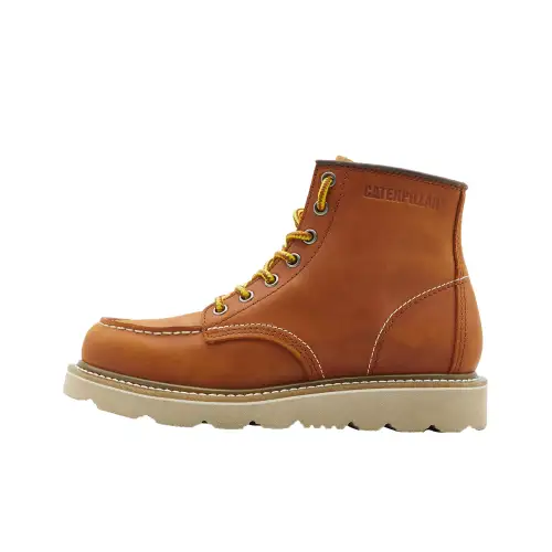 CAT Tradesman Mid WOS B4C Cow Split Leather Slip Resistant Slip Resistant Short Outdoor Boots Women's Brown