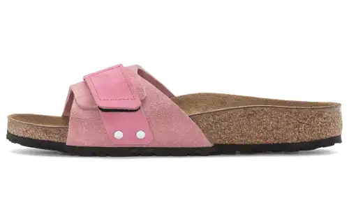 Birkenstock Suede Slide Slippers Unisex Pink Narrow
