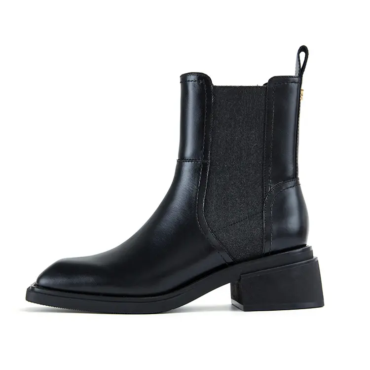 Marie Claire Top Grain Cow Leather Ankle Boots Women's Black