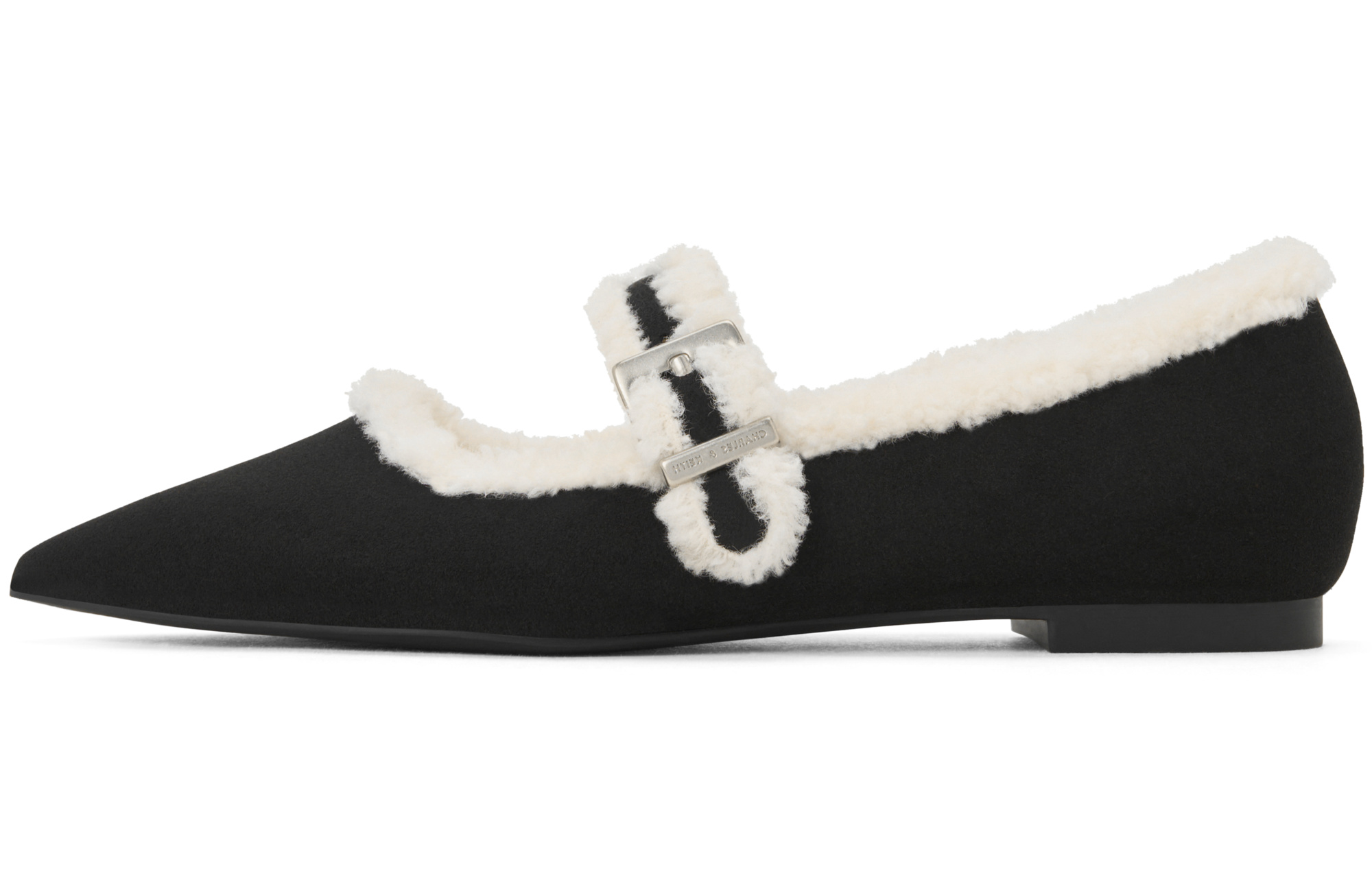 CHARLES&KEITH Pu Fleece Lined One Piece Pointed Toe Casual Mary Jane Shoes 0.9cm Women's