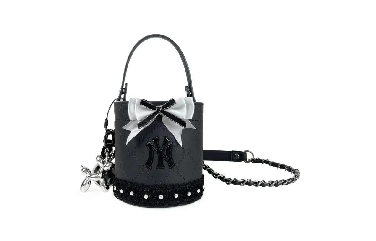 MLB Leather Bucket Handbag Unisex Black/Pink/Millennial Denim