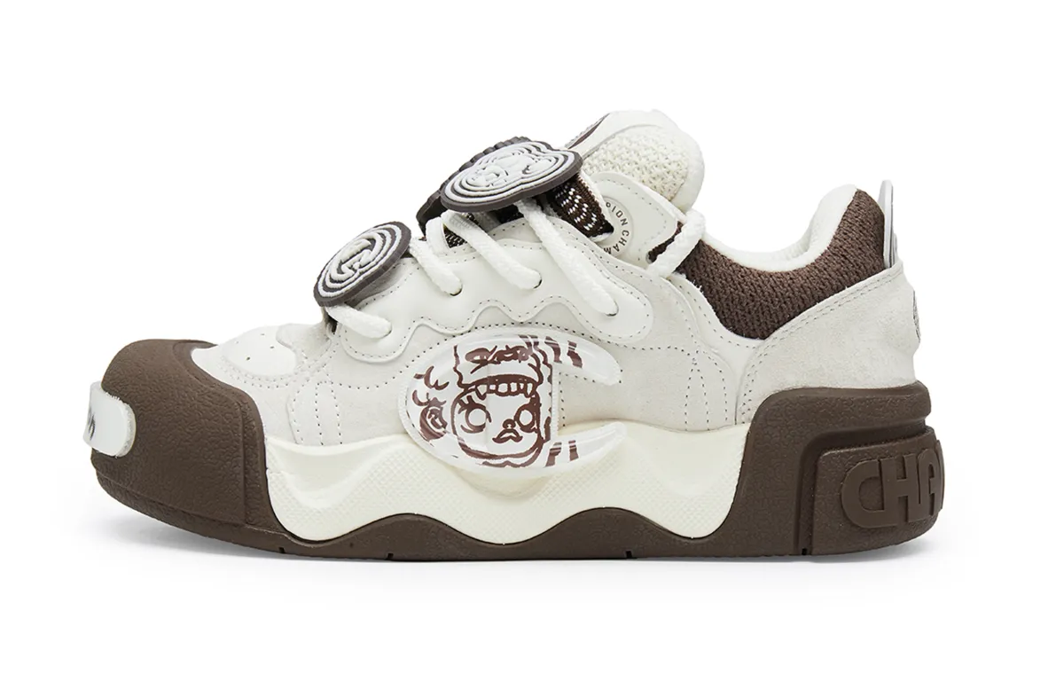 POP MART x Champion Molly Puffy Shoes AutoSkate V1 Molly Low top Skateboard Shoes Women's Coffee Brown