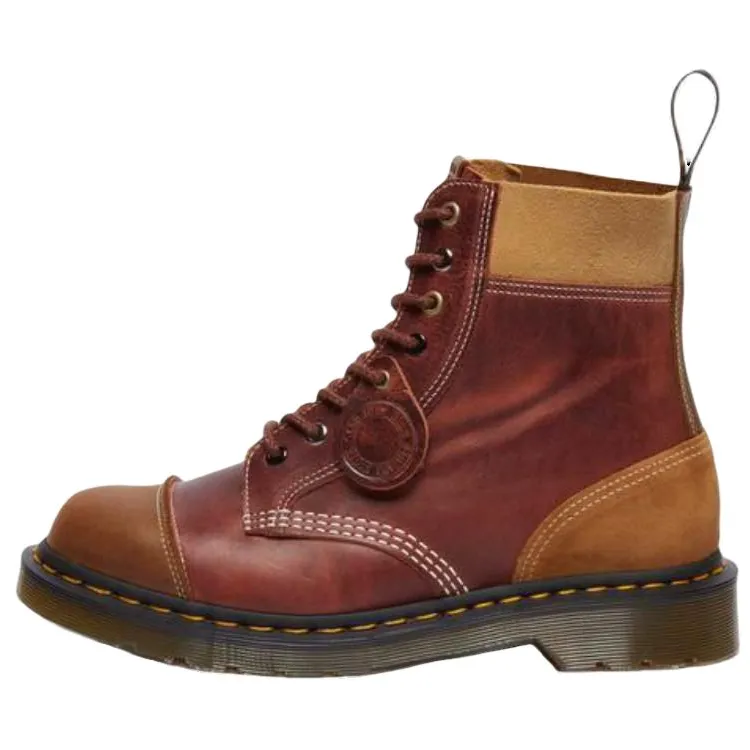 Dr.Martens Leather Short Combat Boots Women's Brown