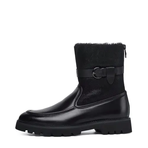 Chrisdien Deny Cow Leather Ankle Boots Men's Black