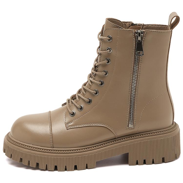AGSDON PU Synthetic Leather Short Combat Boots 5cm Women's