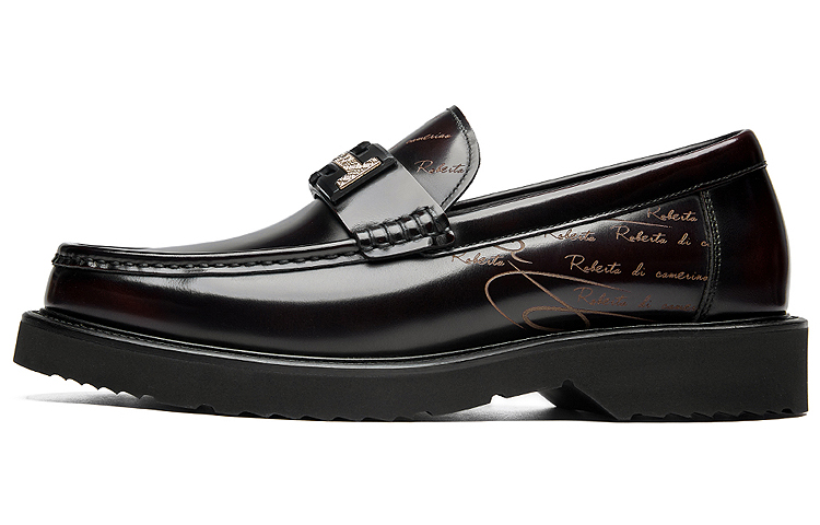 ROBERTA DI CAMERINO Relief Series Open Beads Round Toe Pull-On Formal Leather Shoes Men's Burgundy