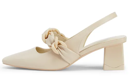 CHARLES&KEITH Chunky Heel Stylish Sandal Women's Pink White