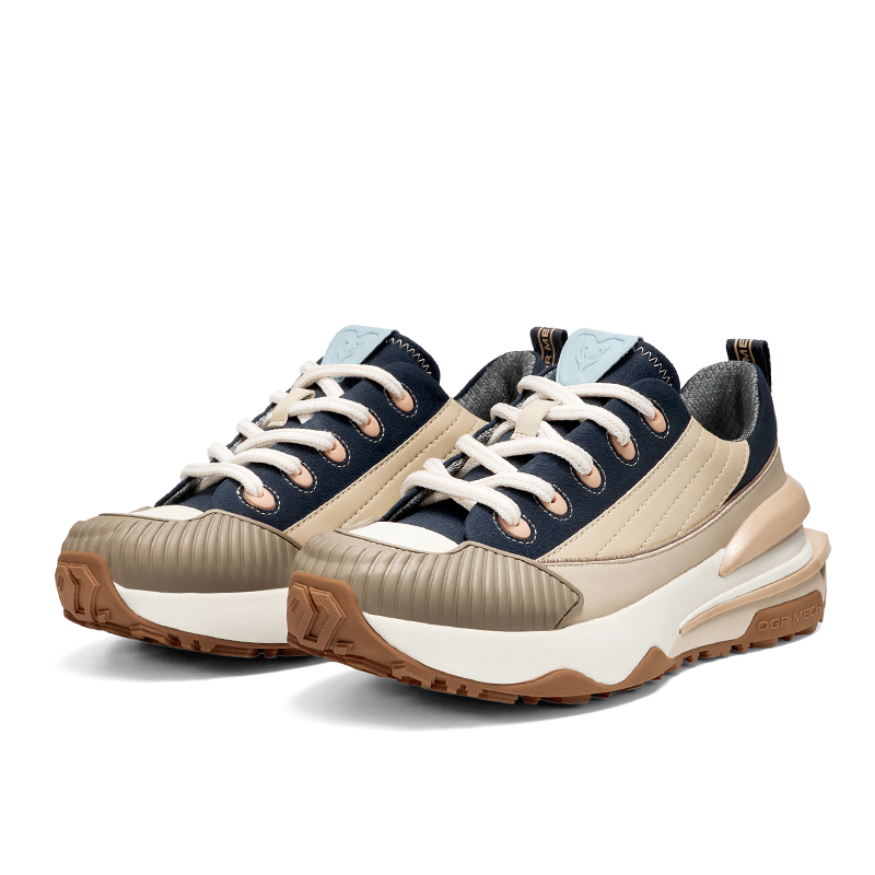 OGR Cushioning Breathable Lightweight Height Increasing Anti Rollover Low top Casual Running Shoes Unisex Khaki