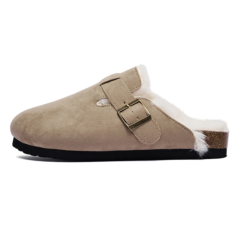 IHBOZ Thickened And Fleece Lined Thermal, Fashion Trend Vintage Casual Fleece Lined Birkenstock Style Slip on Shoes