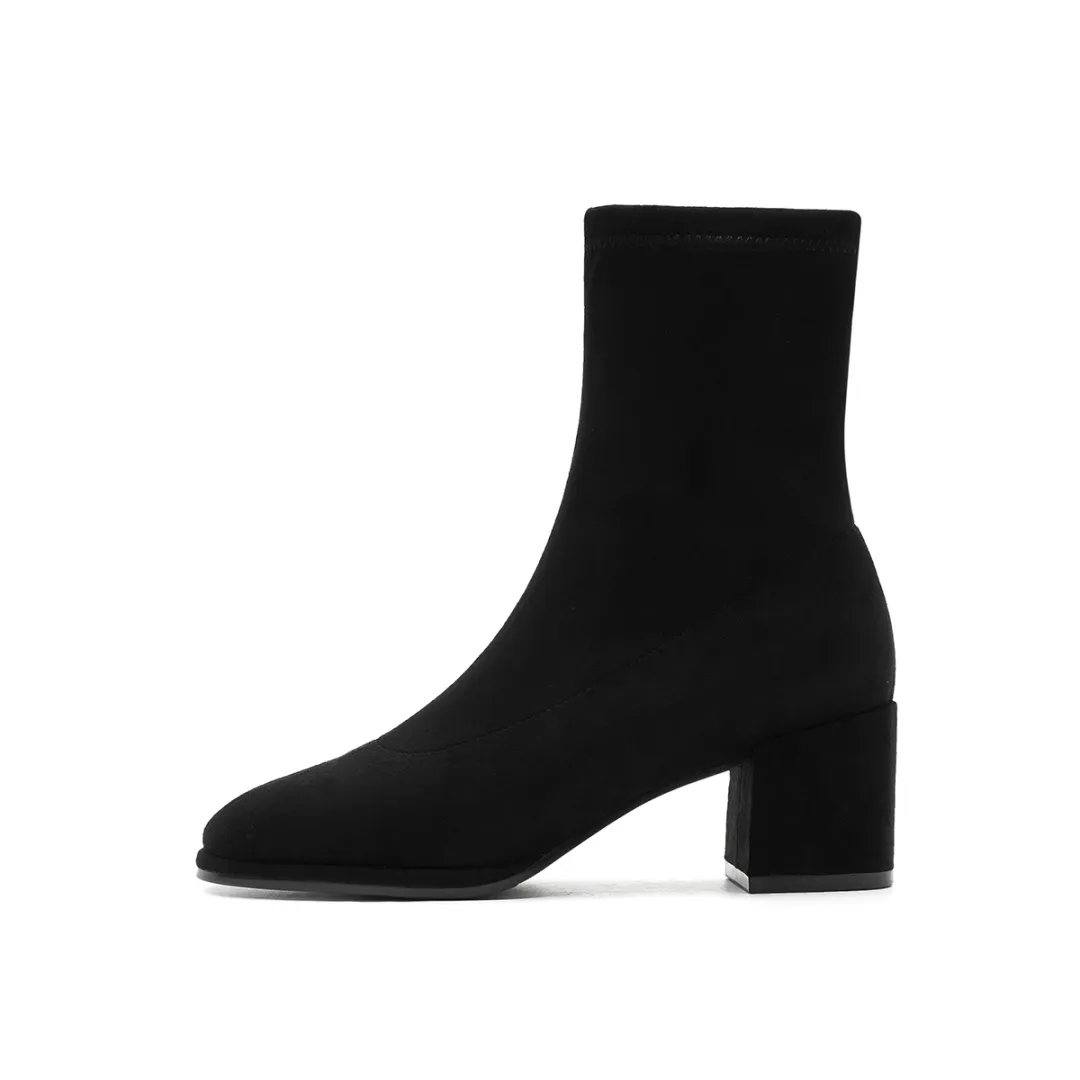 HARSON Fabric Ankle Boots 6CM Women's Black