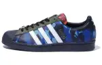 Adidas x A BATHING APE Superstar 80s Cow Leather Low top Skateboard Shoes Men's Blue Red