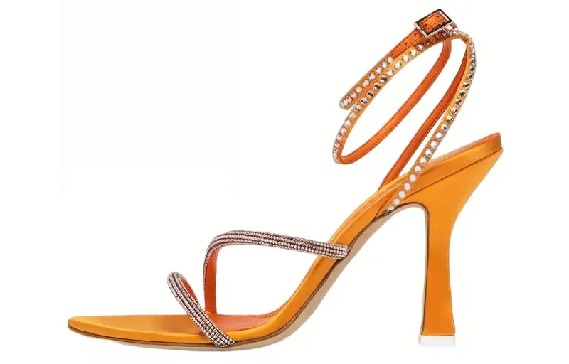 3JUIN Leather Stylish Sandal 10cm Women's Orange