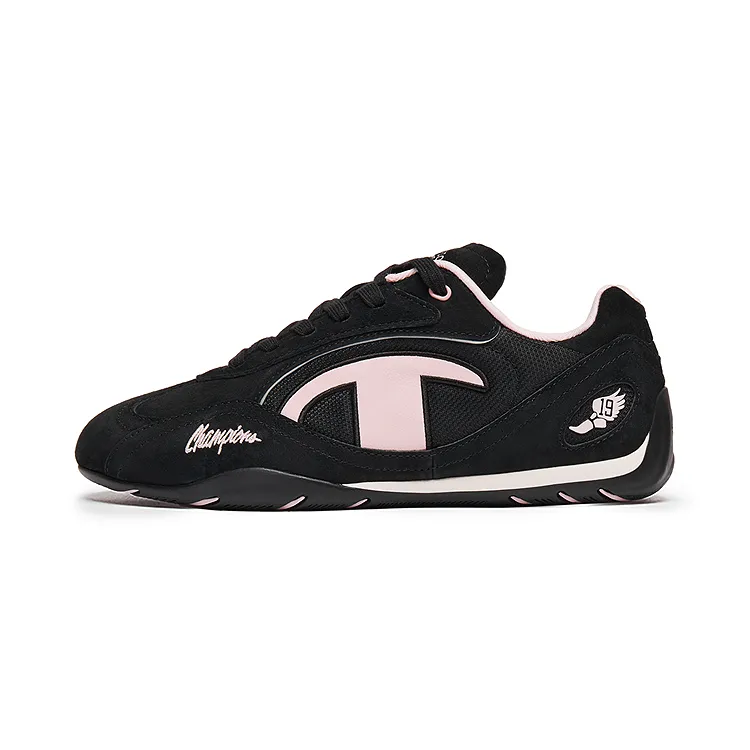 Champion Racing Textile, Synthetic Leather Support Lightweight Low top Casual Shoes Women's Black/Pink Frost