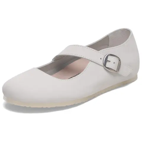 Birkenstock Tracy Leather Flat Mary Jane Shoes Women's White Narrow