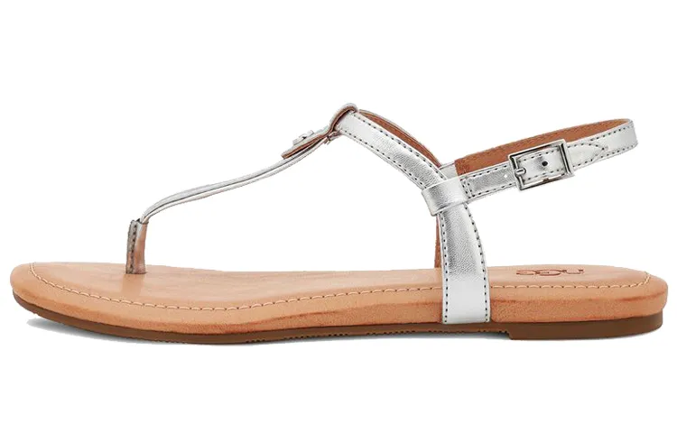 UGG Leather One Strap Sandals Women's Silver