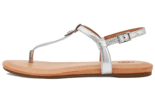UGG Leather One Strap Sandals Women's Silver