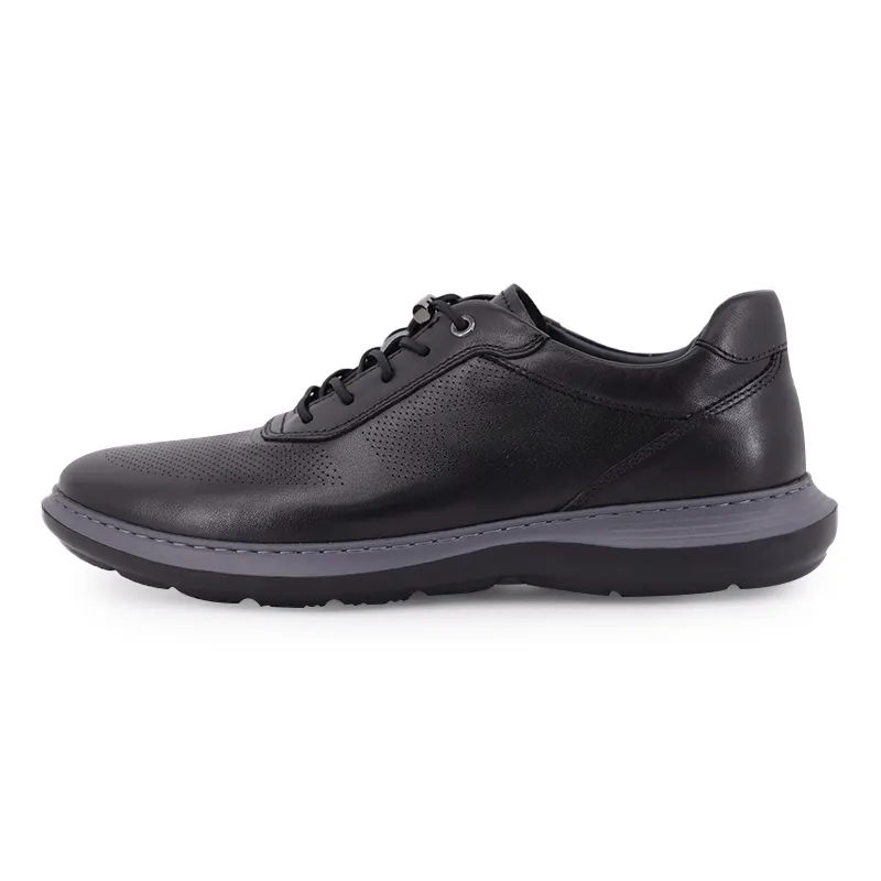 TRANOI Cow Leather Lace Free Low top Casual Shoes Men's Black