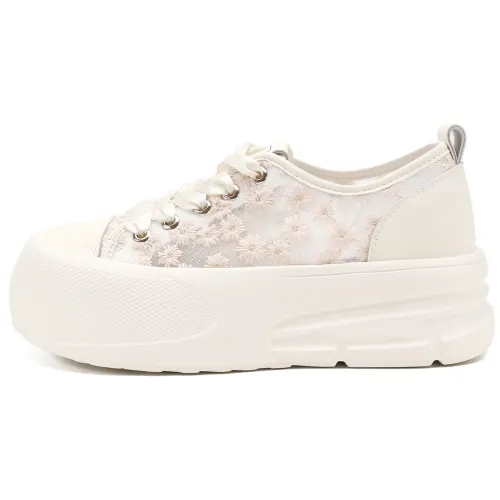 D FUSE SCANDINAVIA White Sneakers Flat Shoes Cow Split Leather Low top Skateboard Shoes Women's