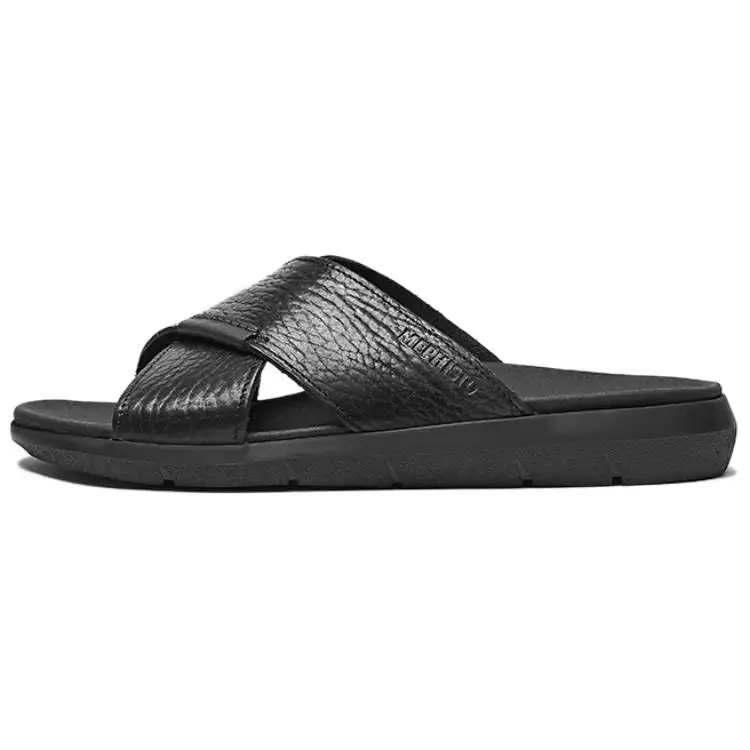 MEPHISTO Slide Slippers Men's Sand/Navy Blue/Black