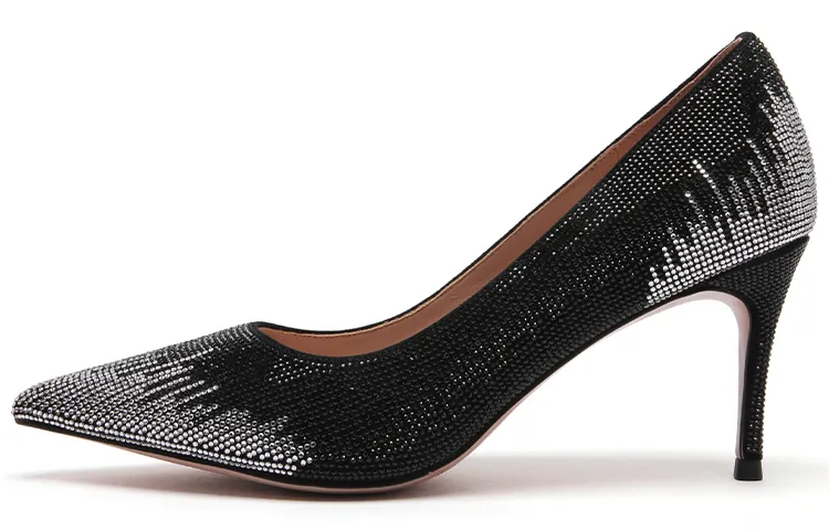 PACO GIL Sheepskin Slim Heel High Heels 7.5cm Women's Black