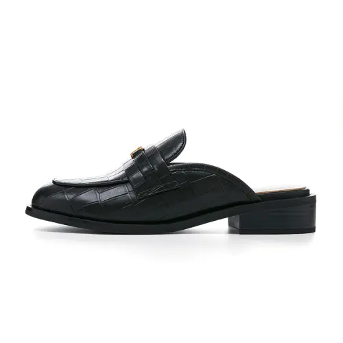 Marie Claire Top Grain Cow Leather Fashion Sandal Women's Midnight Paris Black