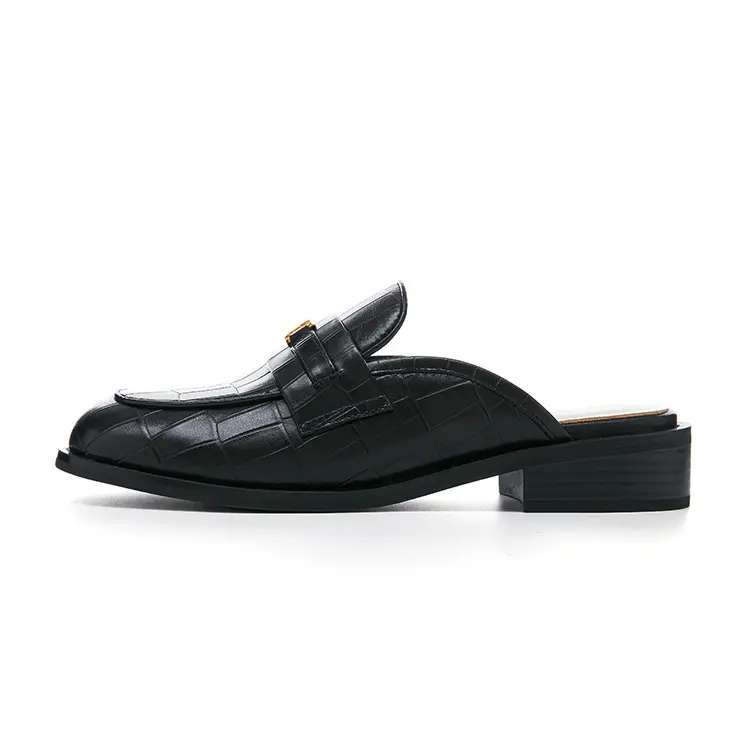 Marie Claire Top Grain Cow Leather Fashion Sandal Women's Midnight Paris Black