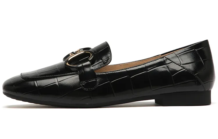 PACO GIL Top Grain Cow Leather Casual Shoes Women's Black