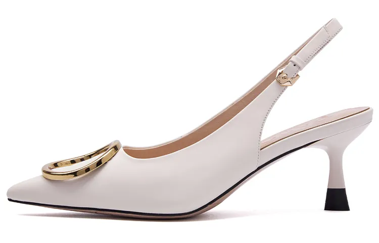 PACO GIL Sheepskin Slim Heel High Heels 6.0cm Women's White