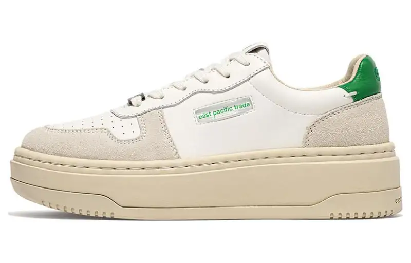 East Pacific Trade Leather Low top Skateboard Shoes Unisex White Green
