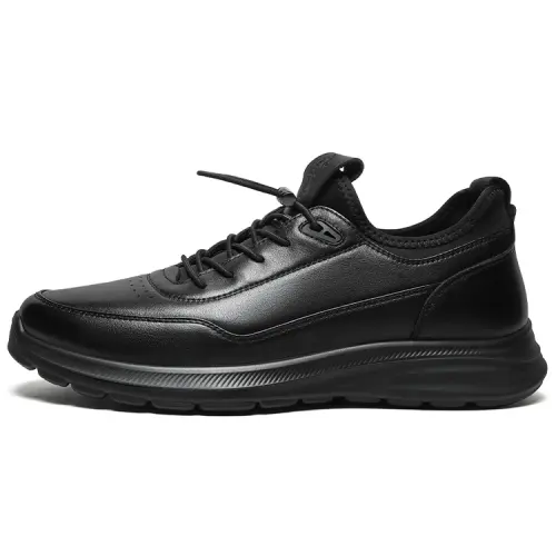Mulinsen Sports Leather Shoes Top Grain Cow Leather Men's Casual Shoes Men's Black