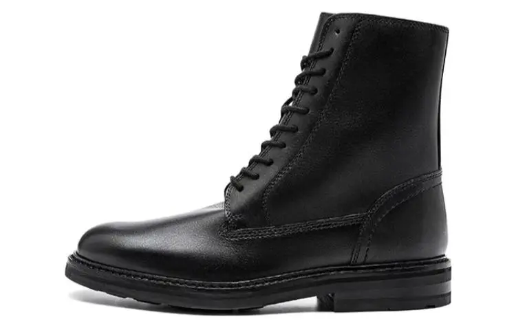 Clarks Leather Short Combat Boots Men's Black