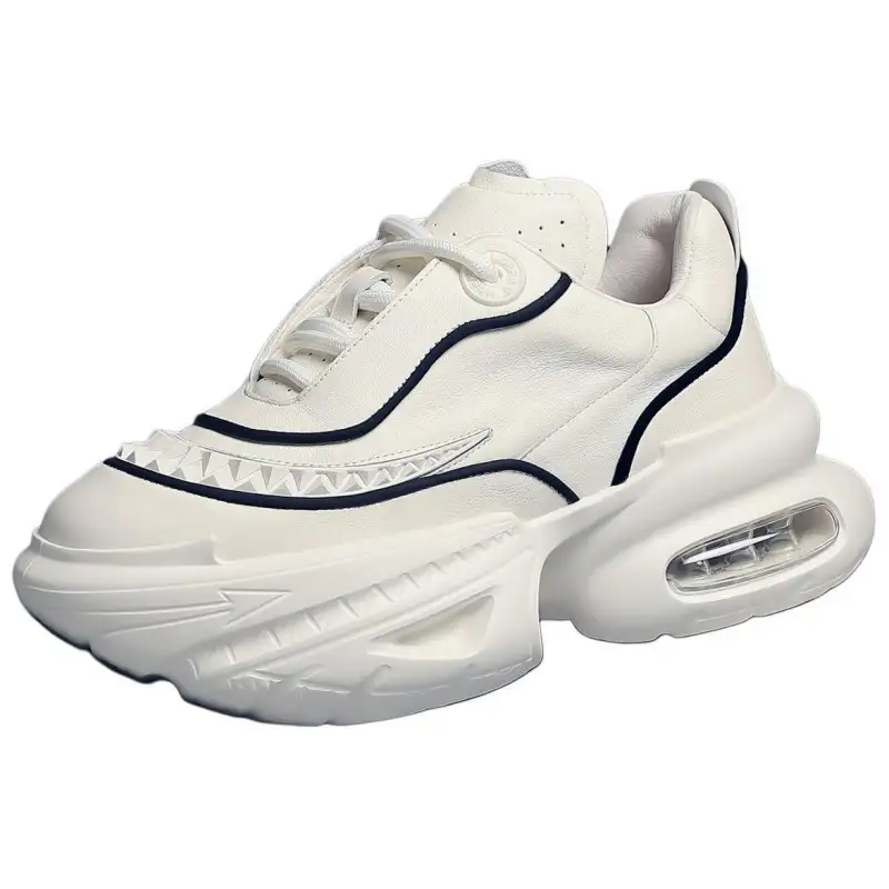 JANE HARLOW Top Grain Cow Leather Fashion Trend Low top Chunky Sneakers Men's White