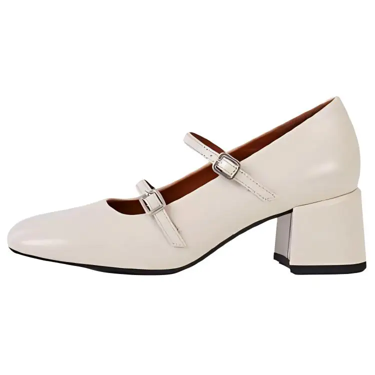VAGABOND SHOEMAKERS Patent Leather Chunky Heel Mary Jane Shoes 5.5cm Women's Ivory