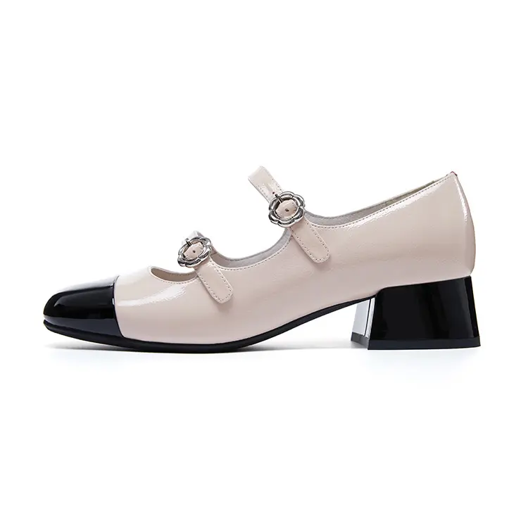 Marie Claire Top Grain Cow Leather Casual Shoes Women's Black Pink