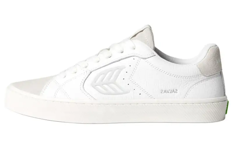 CARIUMA Leather Low top Skateboard Shoes Unisex White